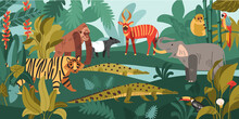 Jungle Beasts Landscape Composition