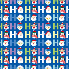 christmas seamless pattern with ho ho ho letter