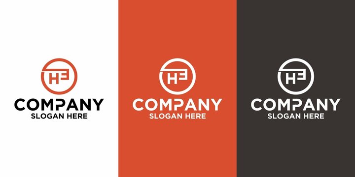 Initial letter HE logo vector design template
