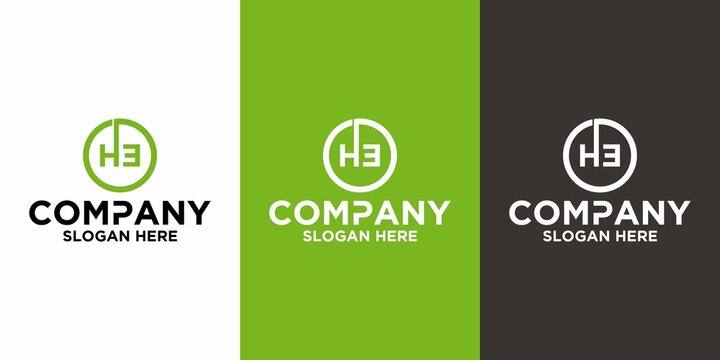 Initial letter HE logo vector design template