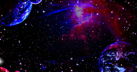 Wall Mural - space background with realistic nebula and shining stars. colorful cosmos with stardust and milky wa