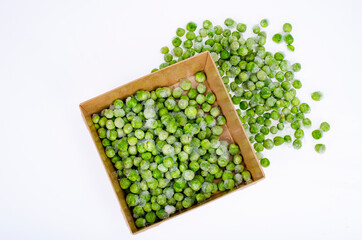 Poster - Frozen green peas, preservation of vitamins and vegetables. Studio Photo