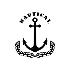 Wall Mural - nautical. vintage emblem with wreath and anchor. design element for emblem, sign, badge, logo. vecto