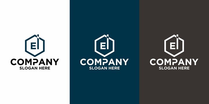 Initial letter E I logo vector design template