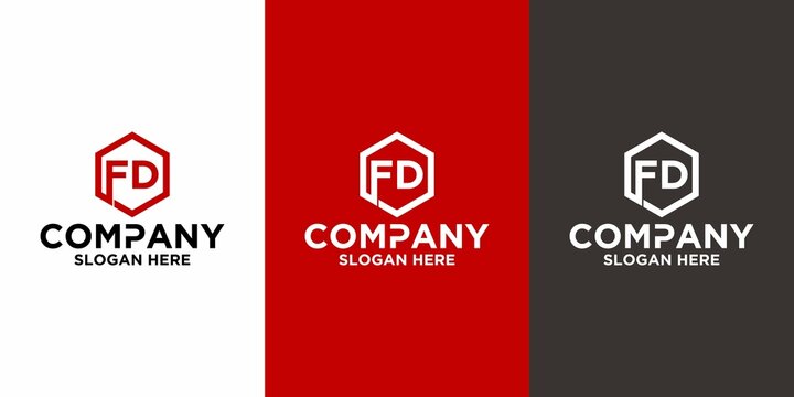 Initial letter FD logo vector design template