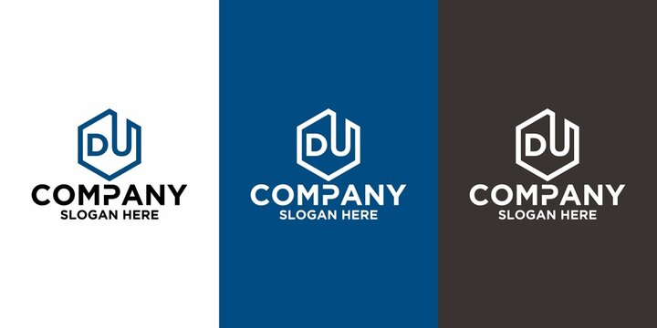 Initial letter DU logo vector design template