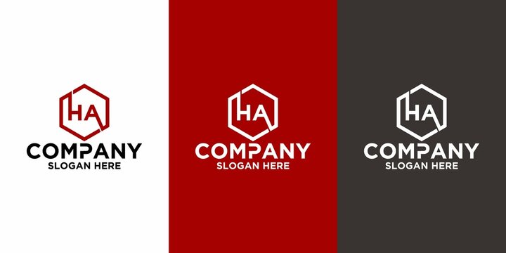 Initial letter HA logo vector design template