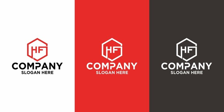 Initial letter H F logo vector design template