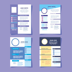 Canvas Print - four curriculum vitae templates