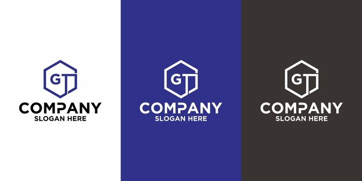 Initial letter GT logo vector design template
