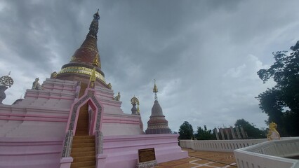 pagoda buddhist temple ( wat ) in the north of thailand with northern art
