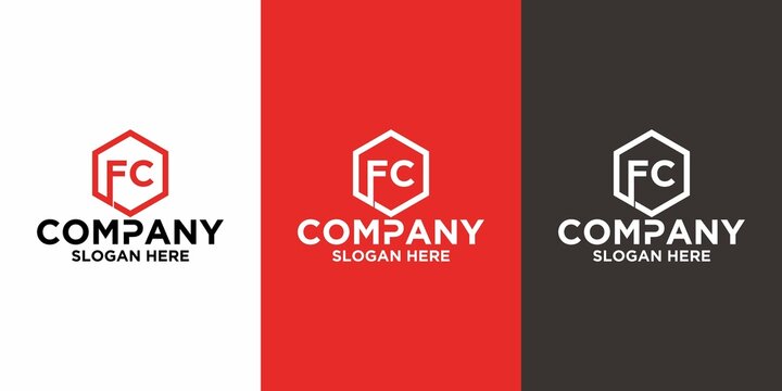 Initial letter F C logo vector design template