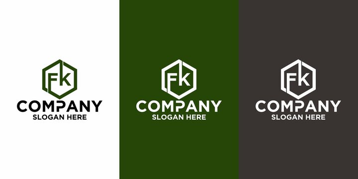 Initial letter F K logo vector design template