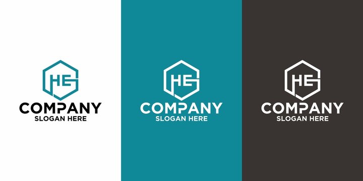 Initial letter HE logo vector design template