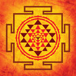 Shri yantra on orange background