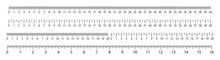 Vector Rulers Set. Measure Scales With Cm And Inch. Metric Tapes With Centimeters, Millimeters. Icons Of Flat Vertical Chart Lines For Length And Size On White Background. Tool Design For Square Rule