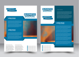 Flyer design template. Annual report cover.  Brochure background. For magazine front page, business, education, presentation. Vector illustration a4 size. Blue color.