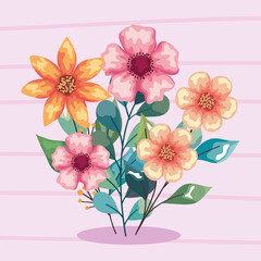 Sticker - five watercolor flowers garden