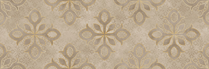 Wall Mural - beige ornament pattern with cement texture background