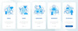© IMG visuals icons - Divorce stages blue onboarding mobile app screen. Mental states walkthrough 5 steps graphic instructions pages with linear concepts. UI, UX, GUI template. Myriad Pro-Bold, Regular fonts used