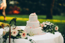 Wedding Cake And Flowers