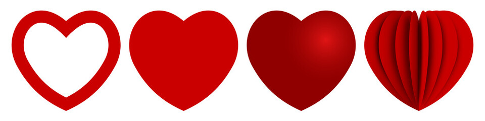 Wall Mural - heart vector symbol. heart red in different design. collection red hearts. love concept. vector illu
