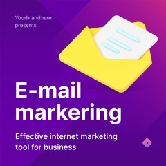 Poster - Email marketing business reaching online audience cyberspace advertising 3d icon landing page vector