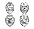 Set of police badge. Collection of law enforcement agent icon. Sheriff badge. Vector illustration isolated on white background.