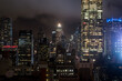 Manhattan interior view from a high floor at night in NYC