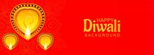 Decorated With Illuminated Oil Lamps Diwali Celebration Banner Background