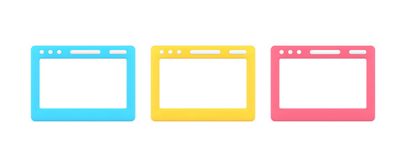 Poster - Collection multicolored website screen browsing internet searching information at cyberspace 3d icon