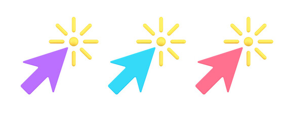 Poster - Collection multicolored arrow cursor click mouse link isometric 3d icon vector illustration