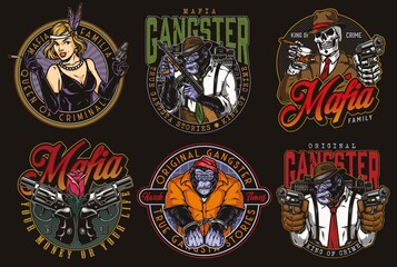 Sticker - Colorful collection with mafia emblems