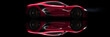 Side profile view of outline of red generic sports car in a dark studio 3d render