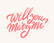 Will you marry me. Vector handwritten lettering. 