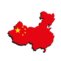 3d isometric china flag in china map
