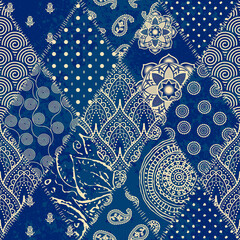 Poster - Patchwork textile pattern. Seamless quilting design background.