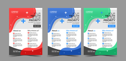 Creative healthcare medical flyer template design
