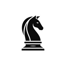 Black Chess Knight Horse Silhouette Logo Design Vector