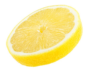 Wall Mural - Slice of fresh lemon fruit isolated on a white background