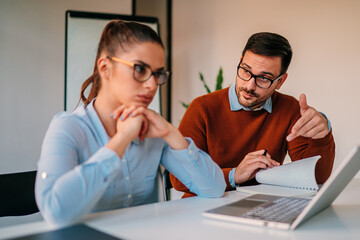 Wall Mural - Executive manager having serious conversation with team member