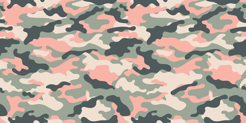 Sticker - Vector camouflage pattern for clothing design. Pink camouflage military pattern