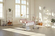© Studio Romantic - Bright empty cosmetology cabinet in modern beauty clinic. Interior of beautician room in aesthetic medicine salon. Medical office of dermatologist specialist. Cosmetic, skincare saloon treatment.