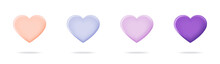 Heart Color Set 3d Icons Vector Illustrations. Set Of Hearts In Different Colors.