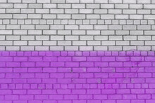 Old White Brick Wall Painted Purple Paint Urban Design Background Texture
