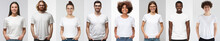White T-shirt People Collage Of Many Men And Women Wearing Blank Tshirts With Copy Space