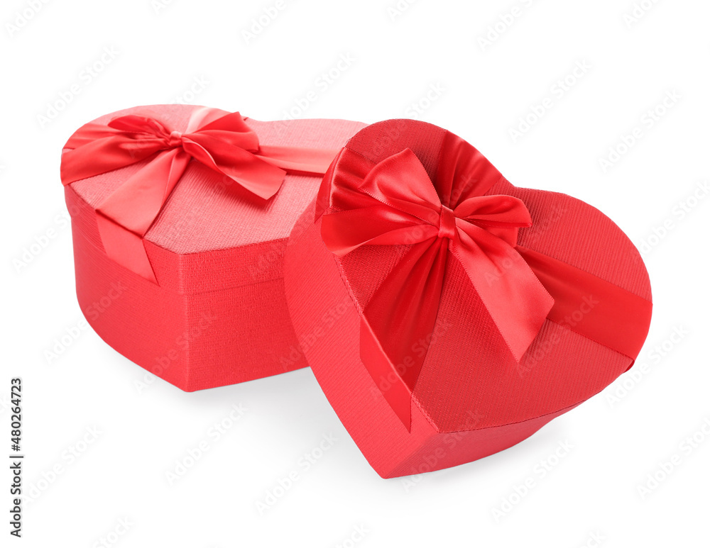 Gift boxes for Valentine's Day on white background