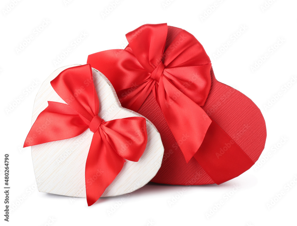 Gift boxes for Valentine's Day on white background
