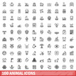 © ylivdesign - 100 animal icons set. Outline illustration of 100 animal icons vector set isolated on white background