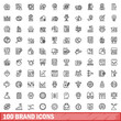 © ylivdesign - 100 brand icons set. Outline illustration of 100 brand icons vector set isolated on white background